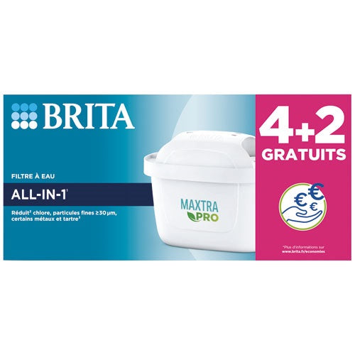 Pack 4 + 2 cartouches filtrantes BRITA Maxtra Pro All‑in‑1 – 6 mois d’eau filtrée, goût et performance