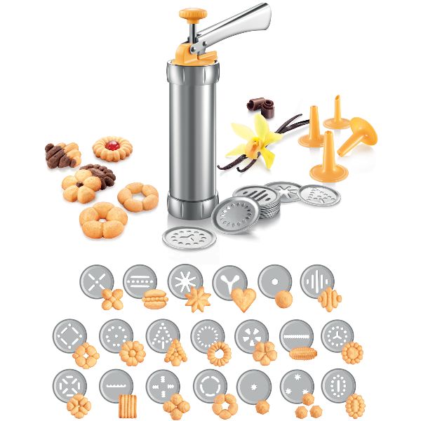 Presse à biscuits TESCOMA Delicia – 20 formes, Acier Inox, Facile et Créatif