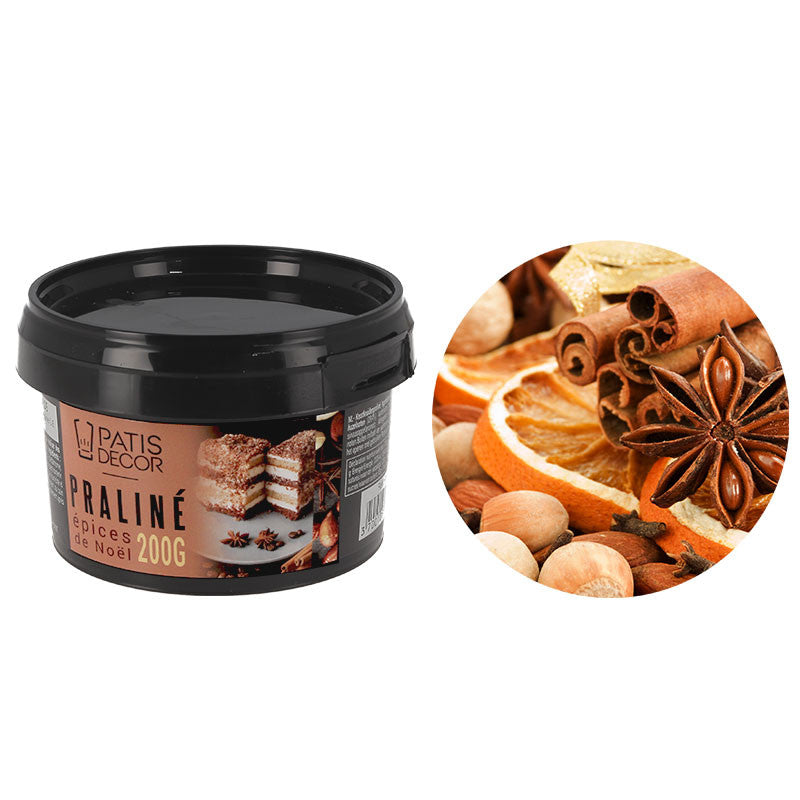 Praliné aux Épices de Noël Patisdécor 200 g – Mélange Festif, Vegan, Sans Gluten