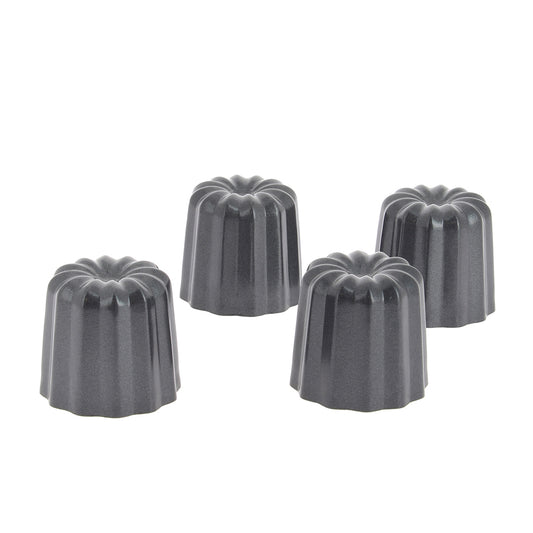 SET DE 4 MOULES A CANNELES DE BUYER EN ACIER REVETUE