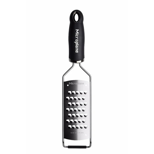 Râpe Microplane Gourmet Extra Coarse – Râpe inox ultra-tranchante à gros trous, poignée ergonomique