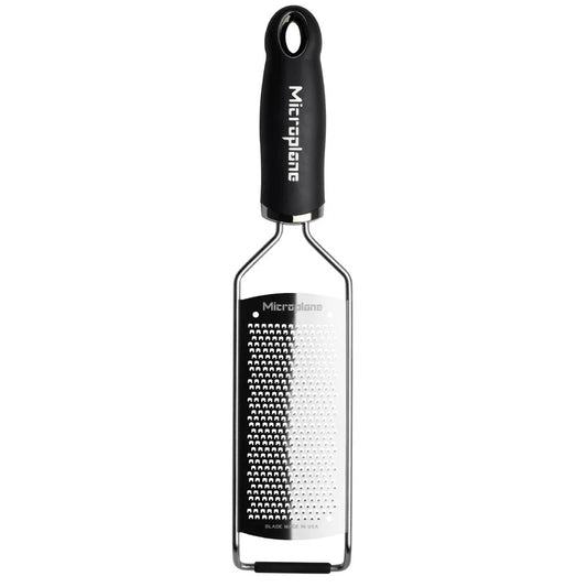 Râpe Microplane Gourmet lame fine – inox, manche ergonomique et protection couvercle